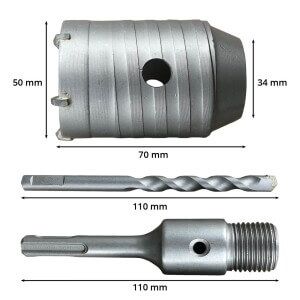 50 mm Hartmetall-Hohlbohrkrone inkl. SDS Aufnahmeschaft